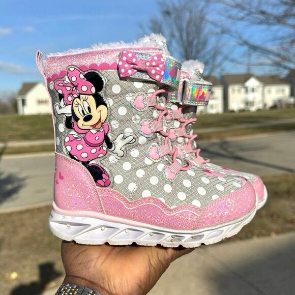 Disney Minnie Mouse Waterproof Girls Snow Boots Size 10 - Picture 3 of 12